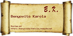 Benyovits Karola névjegykártya